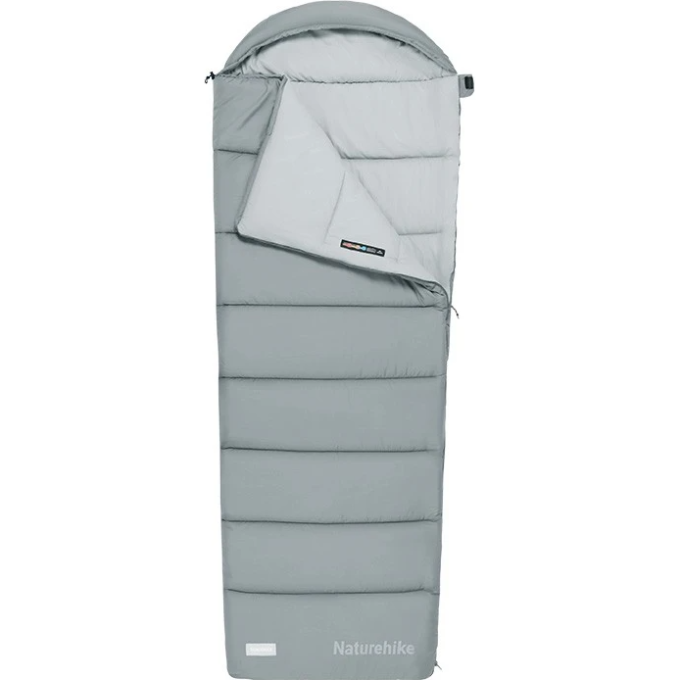 Спальный мешок NATUREHIKE CNK2350WS023 MS500 с капюшоном, серый, молния слева 6977465865953